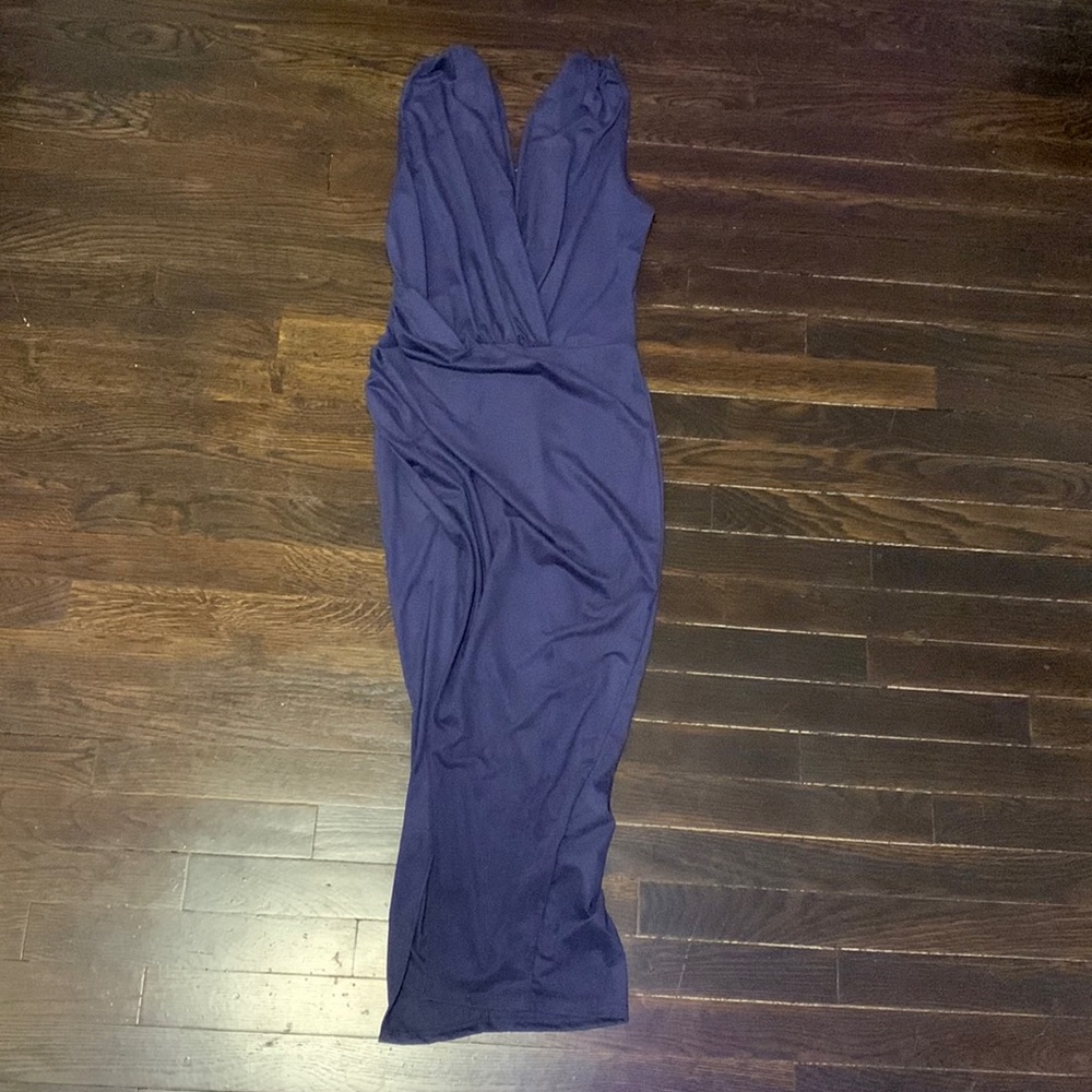 Navy Blue Fashion Nova Dress with Slit